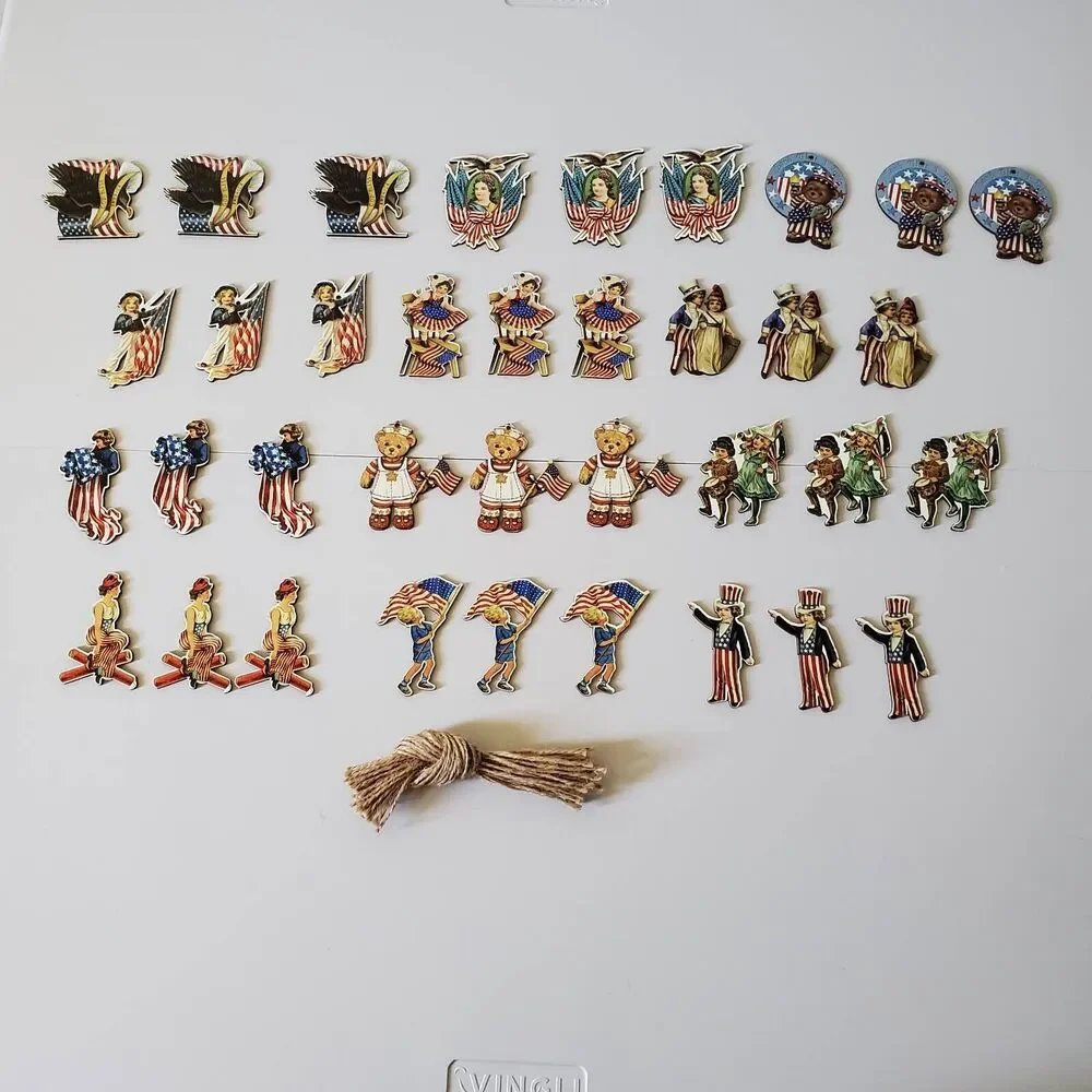 Patriotic Party DecorOrnaments July 4th Independence Day Retro Set of 36 New